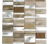 Mosaikmatte Mosaico IN Vetro Alluminio Piastrelle Mix Braun 49-1202_F 10 Opaco