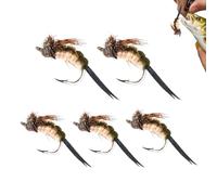 Mosca con amo volante, esca da pesca a mosca | Esca da pesca alla mosca alla trota | Kit di assortimento di per la pesca a mosca, 5 pezzi, per bar, trota, salmone, gancio a mo