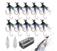 Mosca Da Pesca - Kit Pesca a Mosca - Esche con Doppio Amo 10 Pezzi per Acqua e Salata Uomini Avventure All'aperto