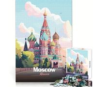 Mosca,Russia︰ Illustrazione della Cattedrale di San Basilio Puzzle da 1000 pezzi per ragazzi Memoria e benessere Incastro perfetto Regalo (50x75cm)