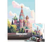 Mosca,Russia︰ Puzzle con illustrazione della Cattedrale di San Basilio per adulti,1000 pezzi,per allenare la destrezza mentale,un'attività ricreativa leggera,con incastri perfetti,un regalo delizioso