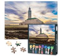 Moschea Hassan II Puzzle per Adulti 1000 Blocchi Puzzle Città Casablanca, Marocco, Puzzle per Adulti, Giochi di Puzzle per Adulti o Giocattoli per Amici Anziani 50x70cm