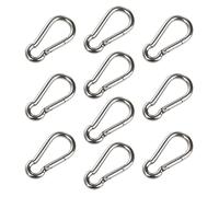 Moschettone,10 pcs M5 Moschettoni Acciaio Inox Moschettoni Portachiavi Moschettone Clip,per Amache, Campeggio, Pesca, Escursionismo,Argento