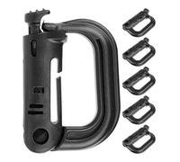 Moschettone, 6 pezzi, a forma di D, in plastica, in nero, moschettone Molle per equipaggiamento tattico, cintura, zaino, portachiavi, moschettone in plastica clip per cintura
