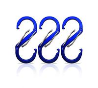 Moschettone a S piccolo - Moschettone con doppia apertura - Mini portachiavi alluminio - Organizzatore di chiavi - Nero - Set da 3 pezzi (Blu 52x25 mm)