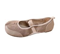 Moschettone alla moda, casual, comodo, in tinta unita con punta divisa per l'uso quotidiano, beige., 37 EU