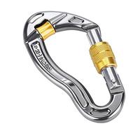 Moschettone Climbing, Automatico 25KN di Sicurezza D Pera Forma Vite Porta Fibbia di Blocco Super Resistente Moschettone Ultraleggero per Arrampicata All'aperto (Giallo)