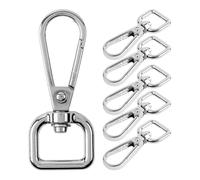 Moschettone con chiusura a torsione, 6 pezzi, anello a D da 13 mm con gancio a moschettone, con anello a occhiello ruotabile a 360°