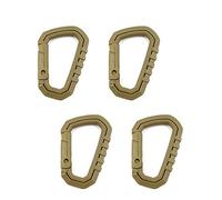 Moschettone con gancio di bloccaggio, 4 pezzi in plastica con anello a D tattico, gancio portachiavi per zaino, campeggio, escursionismo, colore marrone