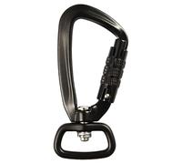 Moschettone con giunto girevole - 8,6 x 4 cm, chiusura automatica Twist-Lock, guinzaglio girevole a 360 gradi, moschettone di sicurezza in alluminio nero, gancio esterno resistente | Per stoviglie per