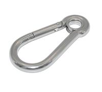 Moschettone con masticatore, in acciaio inox A4/V4A (AISI 316), lunghezza 100 mm, diametro 10 mm, antiruggine e resistente all'acqua di mare, carico di rottura 870 kg, 3 pezzi