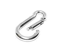 Moschettone con mini moschettone, 5 mm x 50 mm, piccolo moschettone in acciaio inox, per tenda da sole, guinzaglio per cani, chiavi, amaca, gancio per altalena, sacco da boxe, 1 pezzo