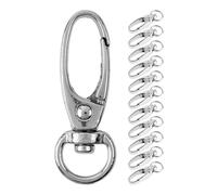 Moschettone con twist lock, 12 pezzi, anello a D da 10 mm con gancio a moschettone, moschettone da tasca con occhiello ruotabile a 360°, fibbia per cintura in metallo con gancio per artigianato