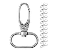 Moschettone con twist lock, 12 pezzi, anello a D da 20 mm con gancio a moschettone, moschettone da tasca anello ad occhiello girevole a 360°, fibbia per cintura in metallo con gancio per artigianato