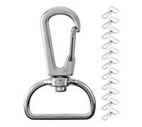 Moschettone con twist lock, 12 pezzi, anello a D da 20 mm con gancio a moschettone, moschettone da tasca anello ad occhiello girevole a 360°, fibbia per cintura in metallo con gancio per artigianato