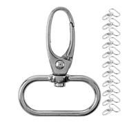 Moschettone con twist lock, 12 pezzi, anello a D da 25 mm con gancio a moschettone, moschettone da tasca con anello a occhiello girevole a 360°