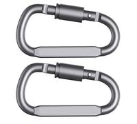 Moschettone D, 2 pz D-ring moschettone di sicurezza viaggio sopravvivenza all'aperto lega di alluminio gancio fibbia grande molla ganci a scatto(Grey,2 Piece)