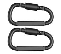Moschettone D, Fibbia ad anello a D in lega di alluminio, moschettone con clip a scatto a molla, portachiavi, gancio for appendere gli strumenti, grandi ganci a scatto a molla(Black,2 Piece)