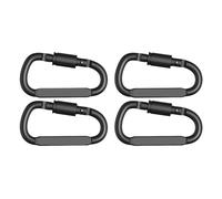 Moschettone D, Fibbia ad anello a D in lega di alluminio, moschettone con clip a scatto a molla, portachiavi, gancio for appendere gli strumenti, grandi ganci a scatto a molla(Black,4 Piece)