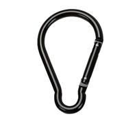 Moschettone da 10 cm, in alluminio, nero, grande gancio a molla per zaino e campeggio, portata 25 kg, anello a D, anello di collegamento extra grande, 1 pezzo