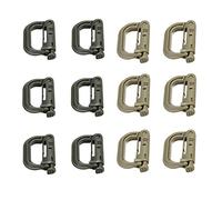 Moschettone da arrampicata, 12X Moschettone con anello a D, clip, cinghia Molle, fibbia for zaino da esterno, chiusura a scatto, grillo da campeggio, borsa, gancio tattico for appendere(Armygreen Tan