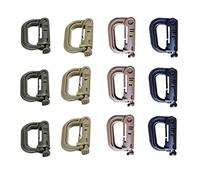 Moschettone da arrampicata, 12X Moschettone con anello a D, clip, cinghia Molle, fibbia for zaino da esterno, chiusura a scatto, grillo da campeggio, borsa, gancio tattico for appendere(4 Color Each 3