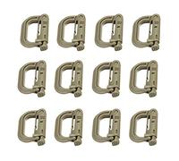 Moschettone da arrampicata, 12X Moschettone con anello a D, clip, cinghia Molle, fibbia for zaino da esterno, chiusura a scatto, grillo da campeggio, borsa, gancio tattico for appendere(12x Tan)