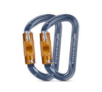 Moschettone da Arrampicata, Alluminio Ultralight Moschettoni Arrampicata per Arrampicata, Doppia, Campeggio Altalena Amache (Argento, 30KN-2Pack(ATL))