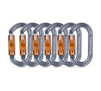 Moschettone da Arrampicata, Alluminio Ultralight Moschettoni Arrampicata per Arrampicata, Doppia, Campeggio Altalena Amache (Argento, 27KN-6Pack)