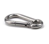 Moschettone da arrampicata， Moschettone in acciaio inossidabile 304 con occhiello, fibbia a molla, portachiavi M4 M5 M6 M7 M8 M9 M10 M11 M12(M4,1PCS)