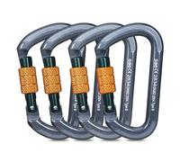 Moschettone da Arrampicata, Moschettoni per Servizio Pesante con Cancello a Vite Moschettoni per Arrampicata, Doppia, Campeggio Altalena Amache (28KN 4Pack)