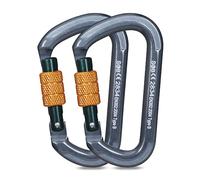Moschettone da Arrampicata, Moschettoni per Servizio Pesante con Cancello a Vite Moschettoni per Arrampicata, Doppia, Campeggio Altalena Amache (28KN 2Pack)