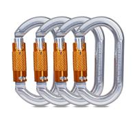 Moschettone da Arrampicata, Moschettoni per Servizio Pesante con Cancello a Vite Moschettoni per Arrampicata, Doppia, Campeggio Altalena Amache (22KN 4Pack)