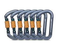 Moschettone da Arrampicata, Moschettoni per Servizio Pesante con Cancello a Vite Moschettoni per Arrampicata, Doppia, Campeggio Altalena Amache (28KN 6Pack)