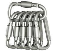 Moschettone da arrampicata professionale 25 kN a forma di D in alluminio aeronautico con chiusura sicurezza, strumento for all'aperto, attrezzatura for alpinismo(6 Pcs Silver)