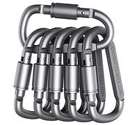 Moschettone da arrampicata professionale 25 kN a forma di D in alluminio aeronautico con chiusura sicurezza, strumento for all'aperto, attrezzatura for alpinismo(6 Pcs Grey)