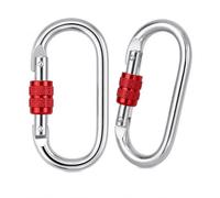 Moschettone di sicurezza con portata di 2500 kg, 2 moschettoni 25KN in acciaio legato, forma a O per una distribuzione uniforme del carico, ideale per arrampicata, amaca, altalena e yoga (argento)