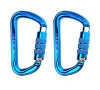 Moschettone, ganci per impieghi gravosi, Moschettone Master a forma di D blu con bloccaggio automatico da 30 kN for arrampicata su roccia, speleologia, alpinismo, arboricoltura e alberi.(2 Piece)