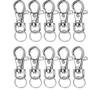 Moschettone Girevole Staccabile 20 Pcs/Pack Silver Swivel Snap Hooks With Key Rings For Keychains Lanyards Jewelry Making Art Crafts(Clasps Key Ring 14mm)
