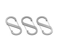 Moschettone in alluminio a forma di S, 88 mm x 40 mm, set da 3, leggero, per campeggio ed escursionismo, colore argento 88