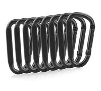 Moschettone in Alluminio a Vite da 6,7 cm - Set Gancio a D con Anello Portachiavi - Nero