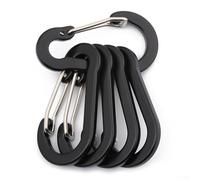 Moschettone in lega di alluminio, confezione da 5 pezzi, per uso pratico con oggetti personali e per attrezzature da esterno in varie condizioni (nero)