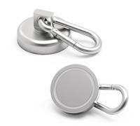 Moschettone magnetico da 13,6 kg, resistente, magnete al neodimio, gancio girevole a scatto per appendere interni/esterni, griglia, armadio da cucina, ufficio, confezione da 2
