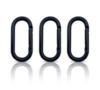 Moschettone ovale - 3 pezzi - Mini moschettone multifunzione - Moschettone portachiavi - Moschettoni piccolo in alluminio - Carabiner (Nero 66 x 33 mm)
