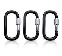 Moschettone ovale 3 pezzi, moschettoni a vite, mini moschettone, moschettone portachiavi, moschettone piccolo, moschettone nero, set di moschettoni (moschettone a vite 64 x 35 mm)