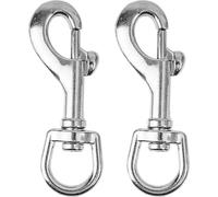 Moschettone per girella, 2 pezzi, in argento, misura 3, per collare e guinzaglio per cani, moschettone con girella arrotondata, fibbia con fettuccia portachiavi