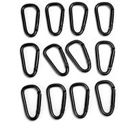 Moschettone piccolo 12 pezzi, mini moschettone, adatto per zaini, cinture, oggetti da appendere, ecc., lega di alluminio, piccoli moschettoni nero