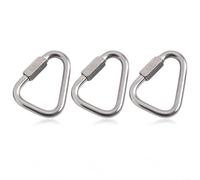 Moschettone triangolare rapido gancio per collegamento di sicurezza in arrampicata Meilong Lock, acciaio inossidabile, resistenza 12KN a 60KN, disponibile in 6mm/8mm/10mm (3PCS 8MM)
