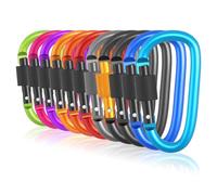 Moschettoni con Chiusura a Vite, 11 Pezzi Moschettone Portachiavi Forma di D, Multifunzione Moschettone Alluminio per Campeggio Escursioni Viaggi Pesca (11 Colori)