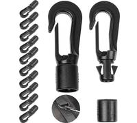 Moschettoni in plastica, 12 pezzi, in nero, per cinghie di spessore Ø 2 - 3 mm, ganci in plastica fai da te per corda di gomma, guinzaglio, cinghia per corde, ganci per corde con sistema a innesto